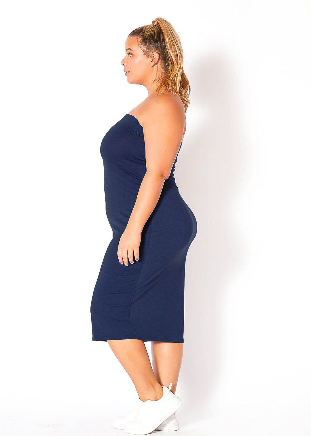 Plus Size Tube Top Bodycon Midi Dress