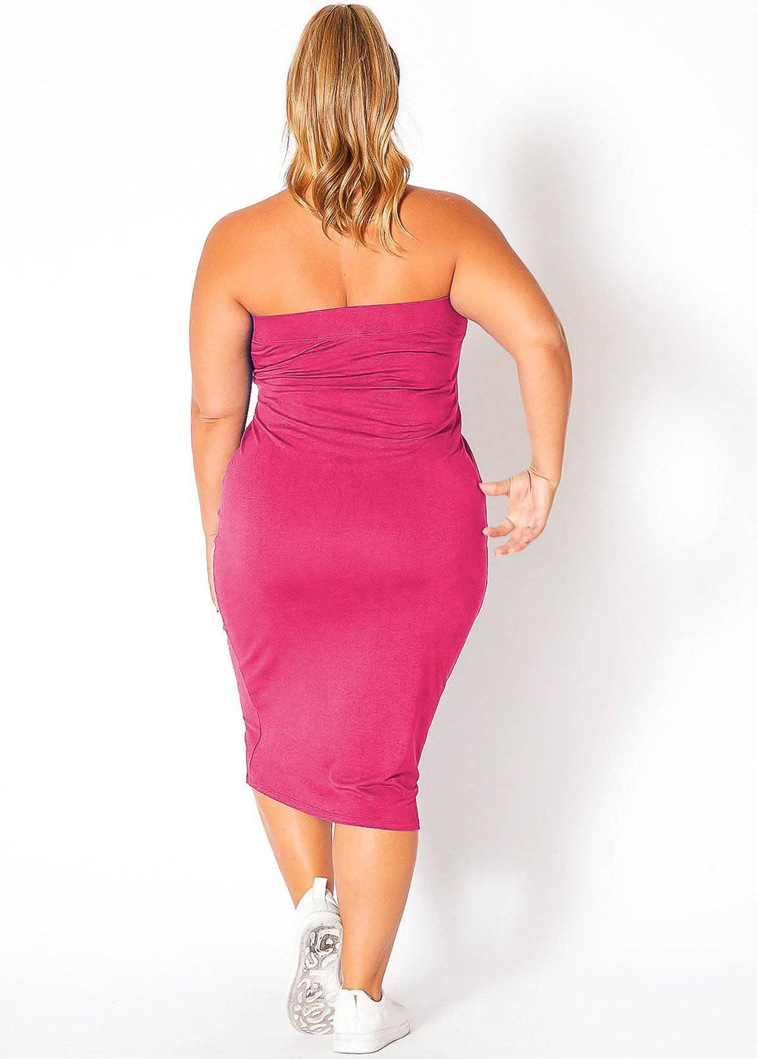 Plus Size Tube Top Bodycon Midi Dress