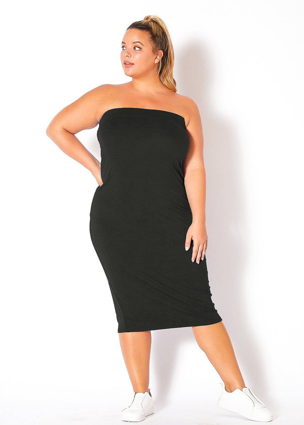 Plus Size Tube Top Bodycon Midi Dress – Pomp and Port