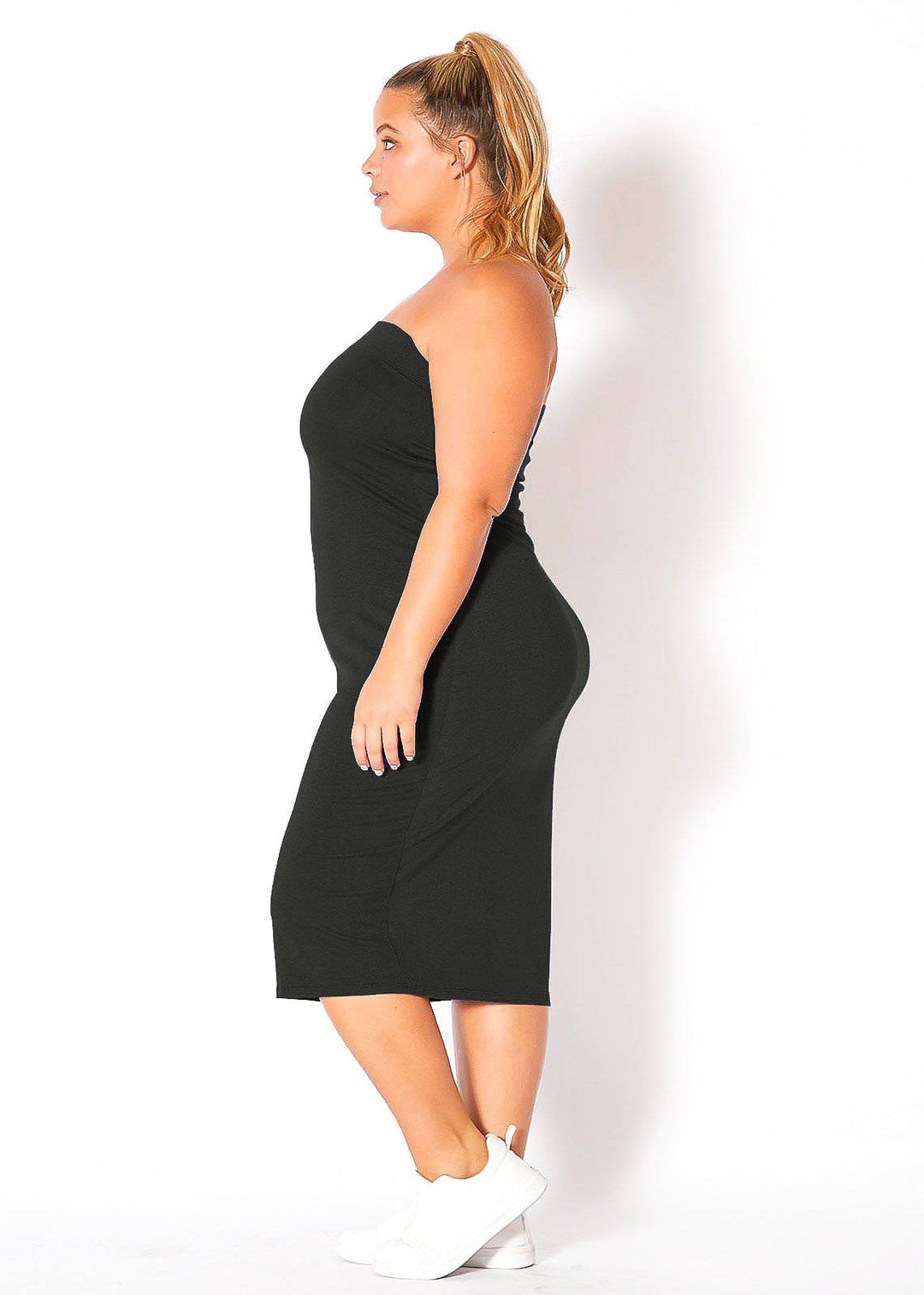 Plus Size Tube Top Bodycon Midi Dress