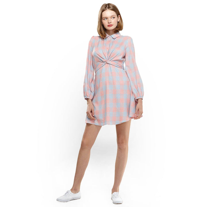 Women's Button Up Shirt Dress in Bubble Gum by Shop at Konus