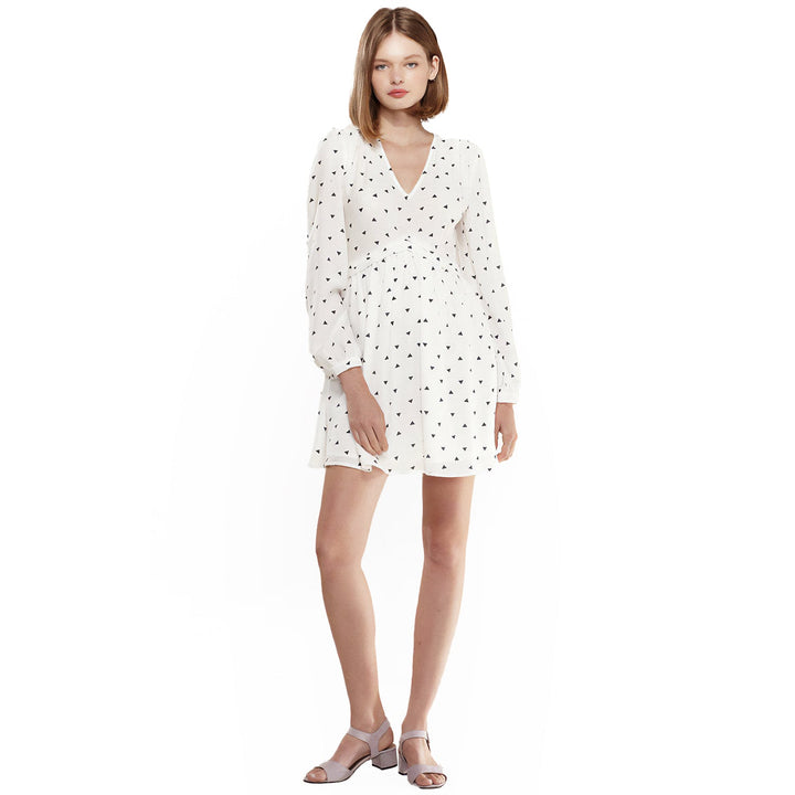 Women's Triangle Print Long Sleeve Dress in White Triangle by Shop at Konus