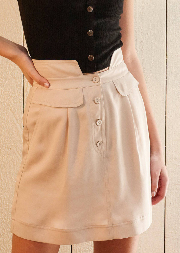 Women's High Waisted Utility Skirt in Sand by Shop at Konus