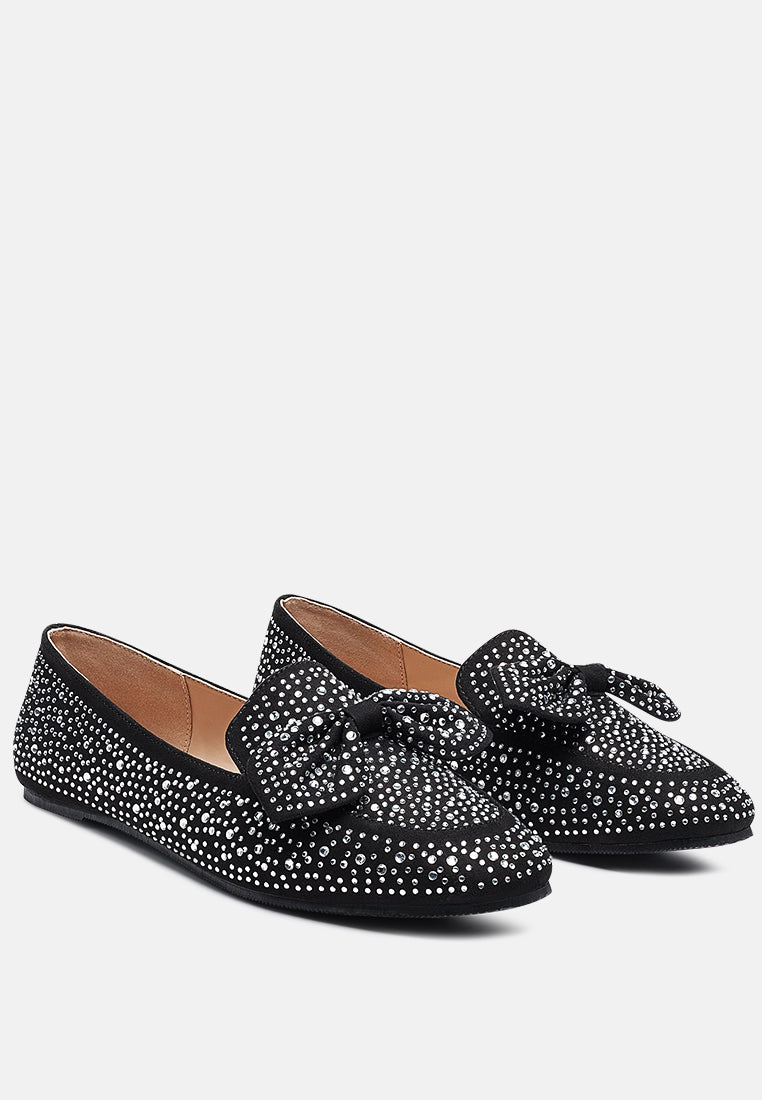 dewdrops embellished casual bow loafers by London Rag