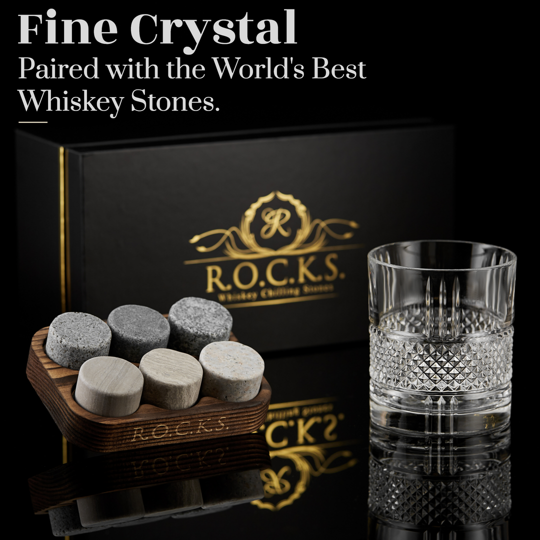 The Connoisseur's Set - Reserve Glass Edition by R.O.C.K.S. Whiskey Chilling Stones