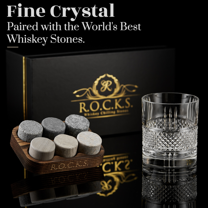 The Connoisseur's Set - Reserve Glass Edition by R.O.C.K.S. Whiskey Chilling Stones