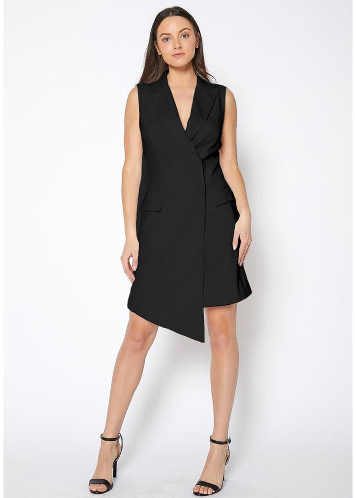 Women's Asymmetrical Sleeveless Blazer Dress