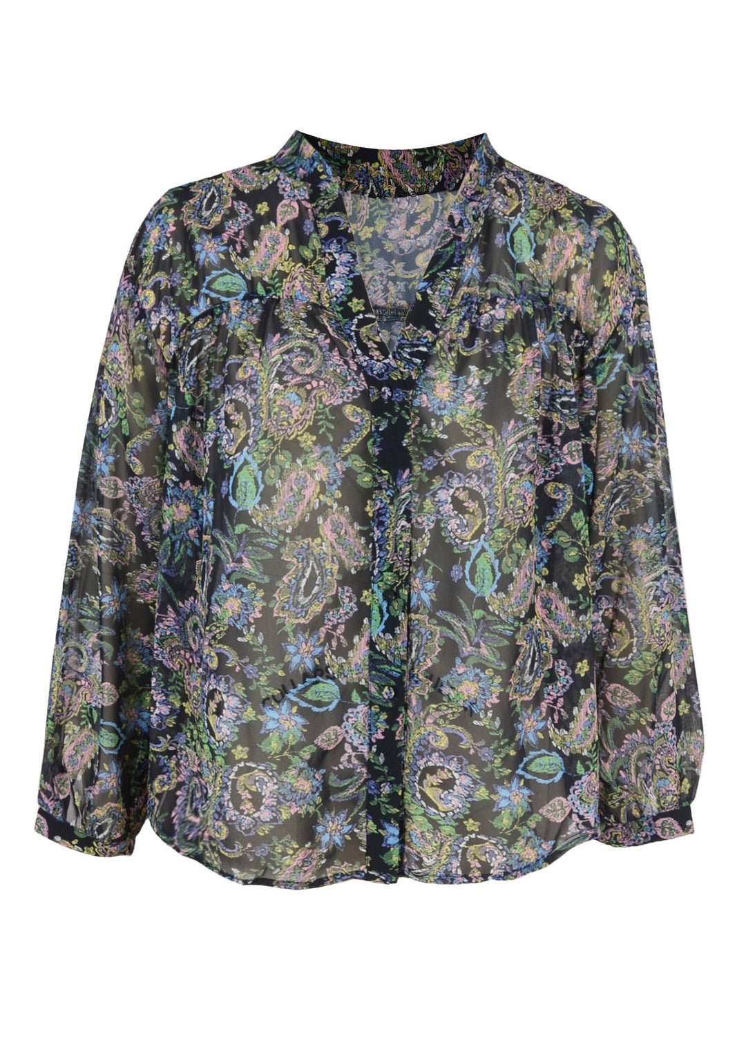 Black Floral Paisley Button Shirt