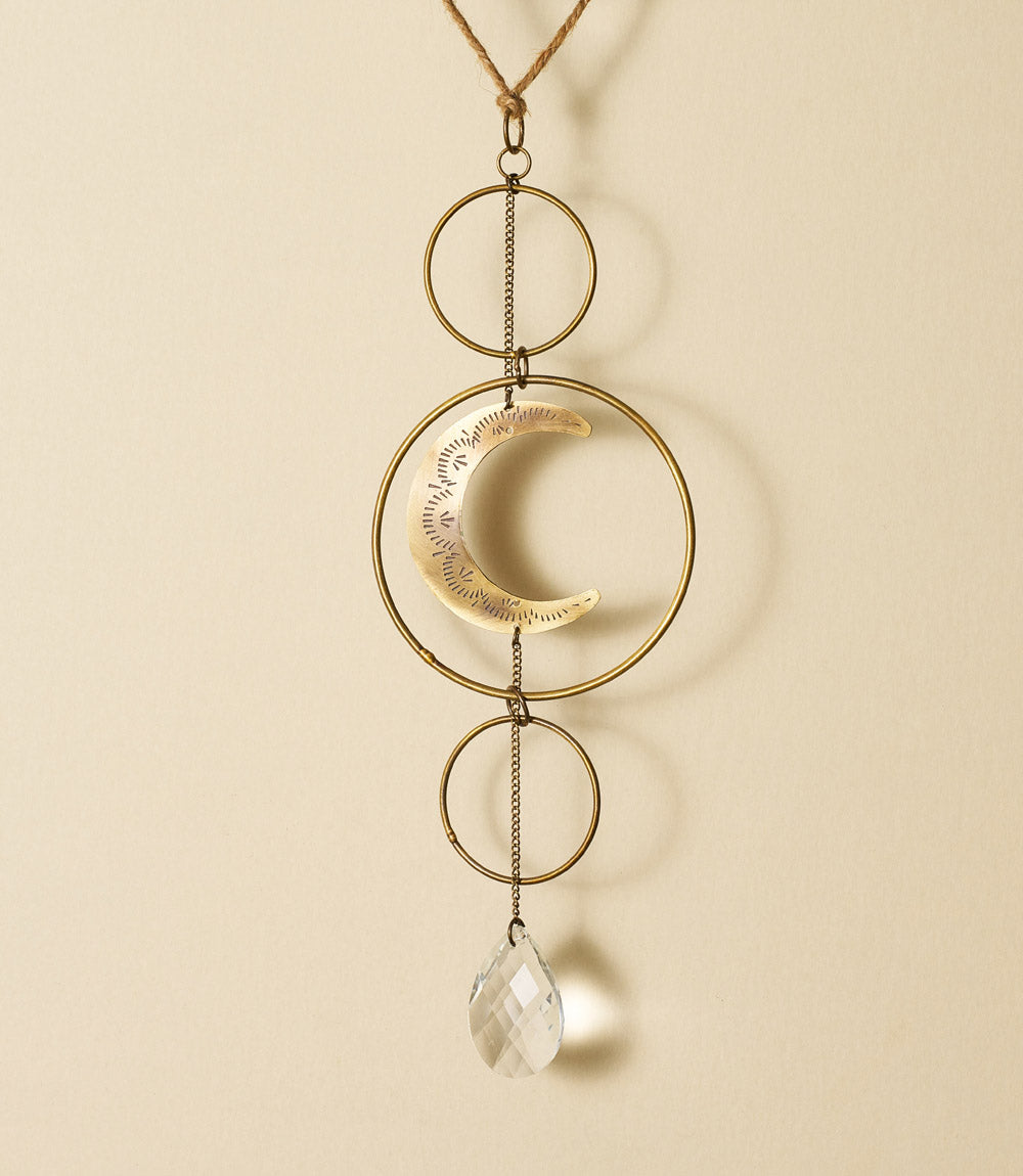 Surya Crescent Moon Brass Suncatcher by Matr Boomie