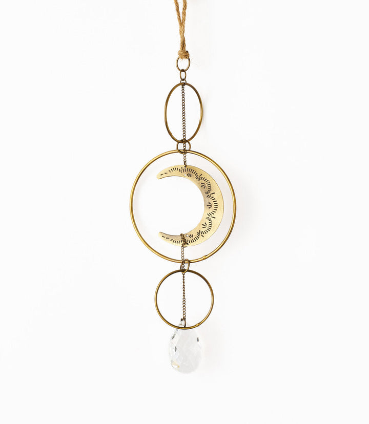 Surya Crescent Moon Brass Suncatcher by Matr Boomie