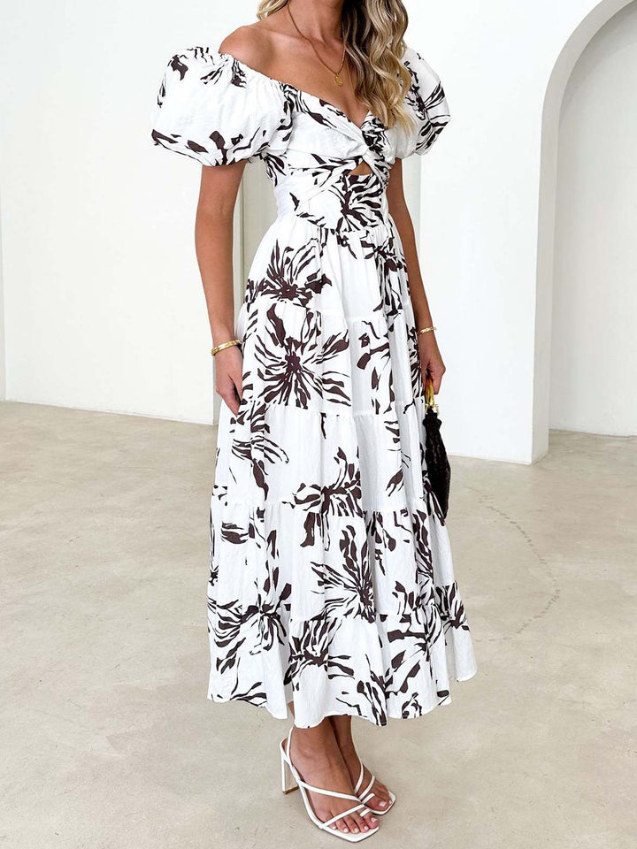 Floral Printed Puff Sleeve Dress