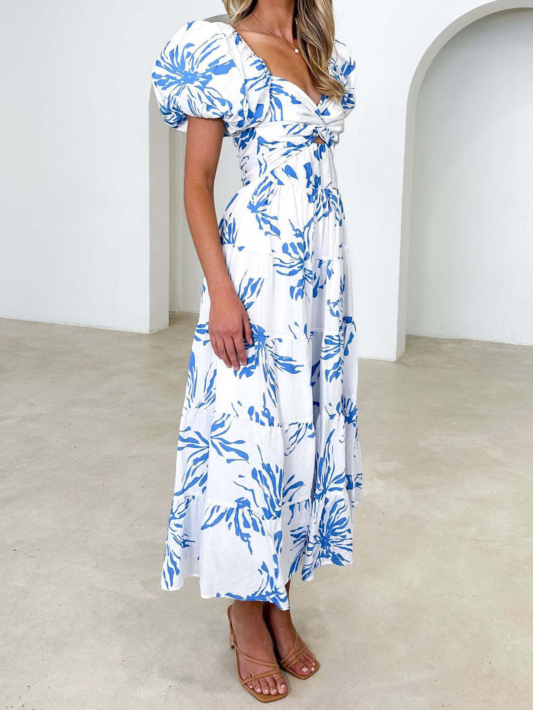 Floral Printed Puff Sleeve Dress