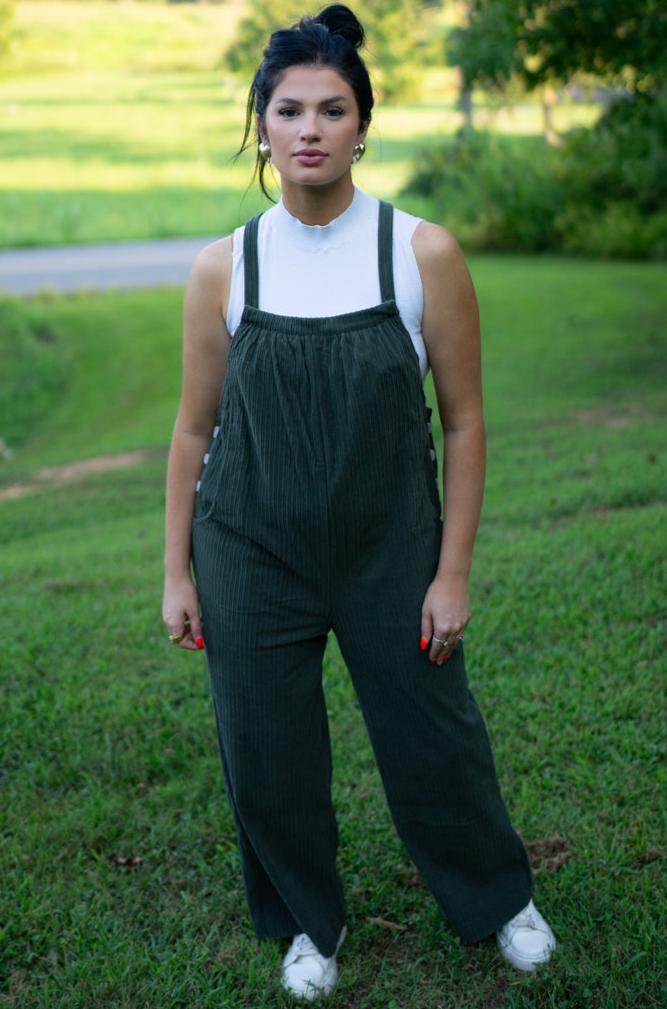 Pocketed Loose Fit Corduroy Overall by Poppy Lee Lane