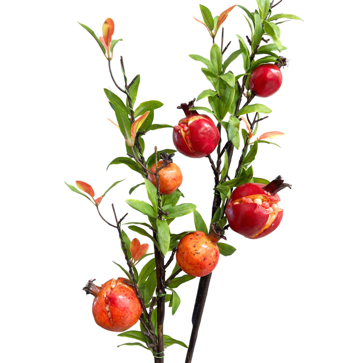 Artificial Pomegranate Branches Stems- Set of 2, 29 inches tall by Sun Decorer