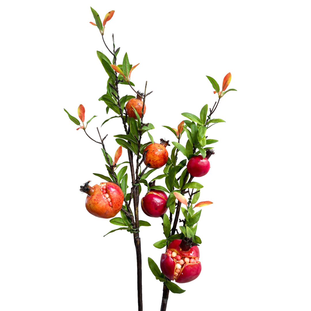 Artificial Pomegranate Branches Stems- Set of 2, 29 inches tall by Sun Decorer