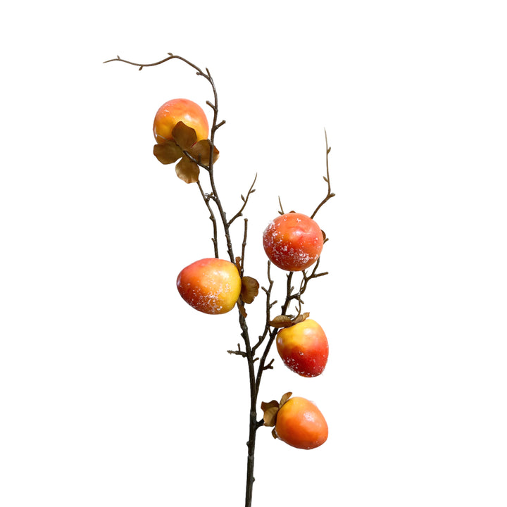 Set of 2 Artificial Persimmon Branch Stems with a Touch of Artificial Snow, 30 inches Tall by Sun Decorer