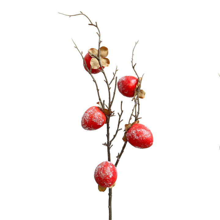 Set of 2 Artificial Persimmon Branch Stems with a Touch of Artificial Snow, 30 inches Tall by Sun Decorer