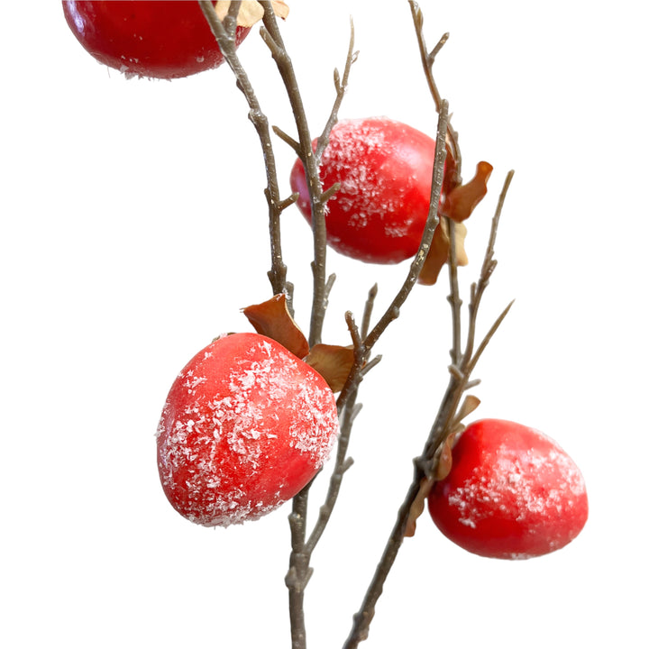 Set of 2 Artificial Persimmon Branch Stems with a Touch of Artificial Snow, 30 inches Tall by Sun Decorer