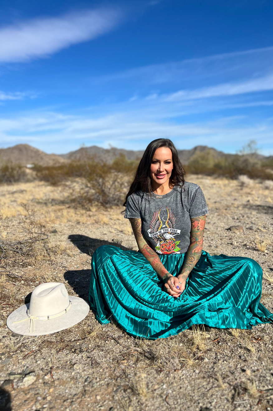 Cypress Pleated Emerald Maxi Skirt