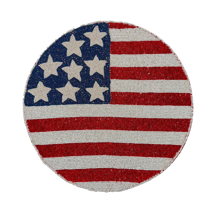 USA Flag Round Beaded Placemats by Decozen