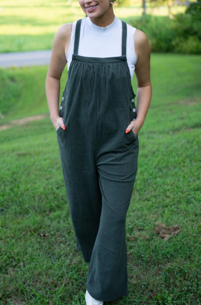 Pocketed Loose Fit Corduroy Overall by Poppy Lee Lane