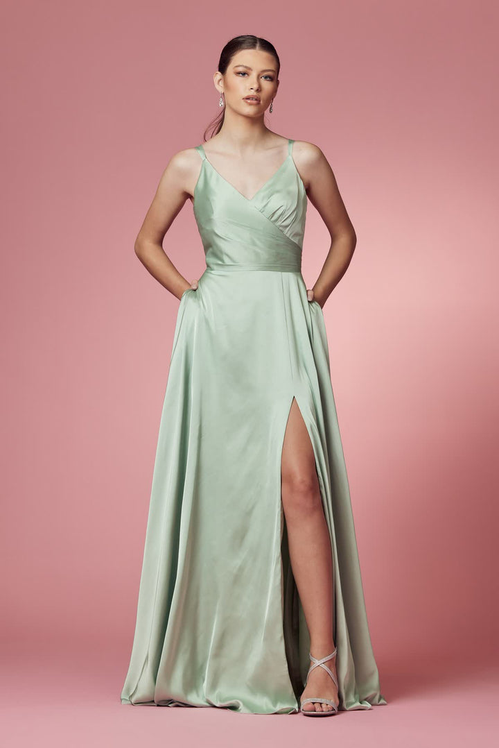 Double Breasted High Slit Long Bridesmaid & Prom Dress NXE1020