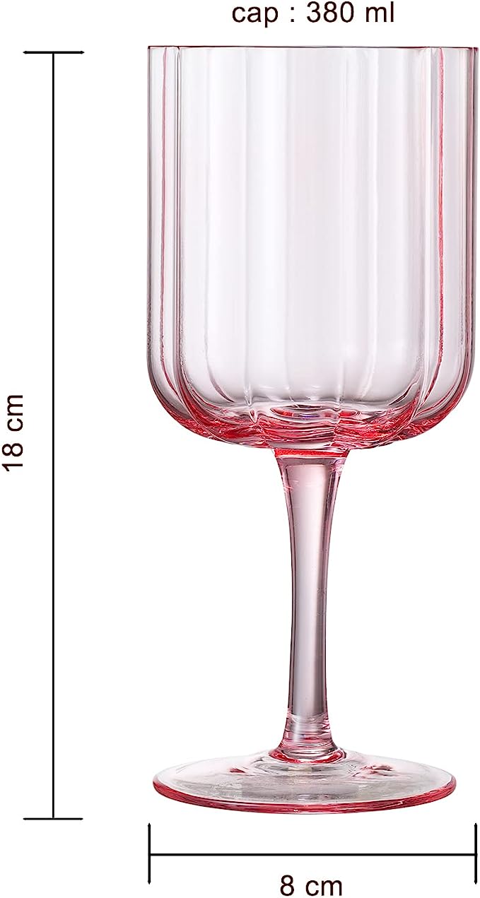 Flower Vintage Wine Glassware - Set of 2-13 oz Colorful Cocktail, Martini & Champagne Glasses, Prosecco, Mimosa Glasses Set, Cocktail Glass Set, Bar Glassware Luster Glasses 7" X 3" (Pink) by The Wine Savant