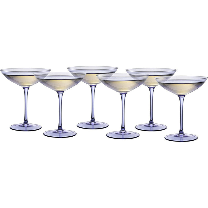 Lavender Champagne Coupes 12oz Set of 6 by The Wine Savant - Colored Champagne Glasses, Prosecco, Mimosa Glasses Set, Cocktail Glass Set, Bar Glassware Bachelorette Anniversary Gifts by The Wine Savant