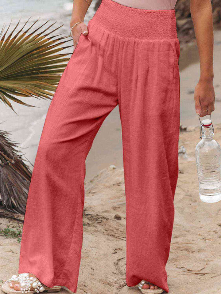 Full Size Smocked Waist Wide Leg Pants by VYSN