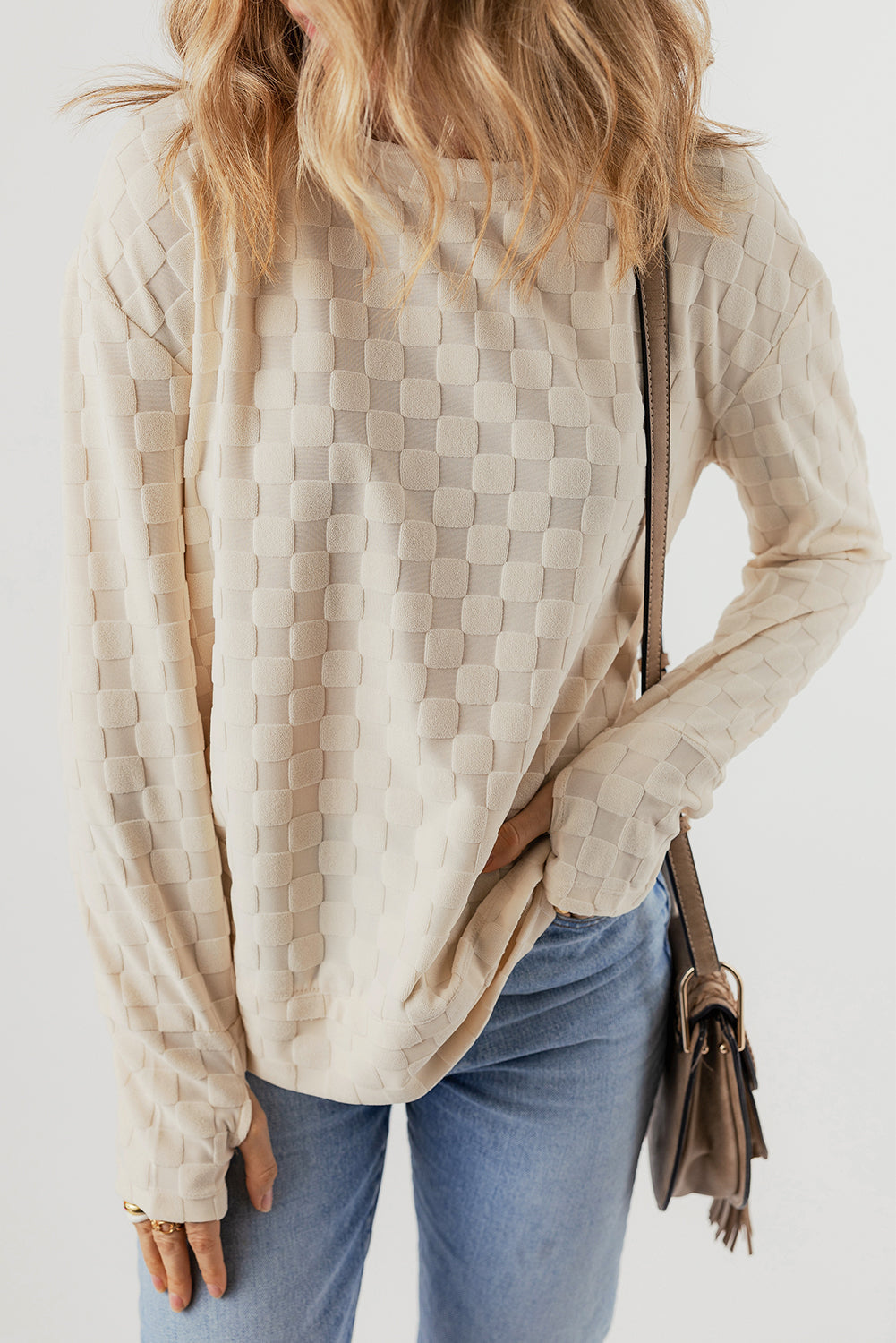 Textured Thumbhole Sleeve Top by Poppy Lee Lane