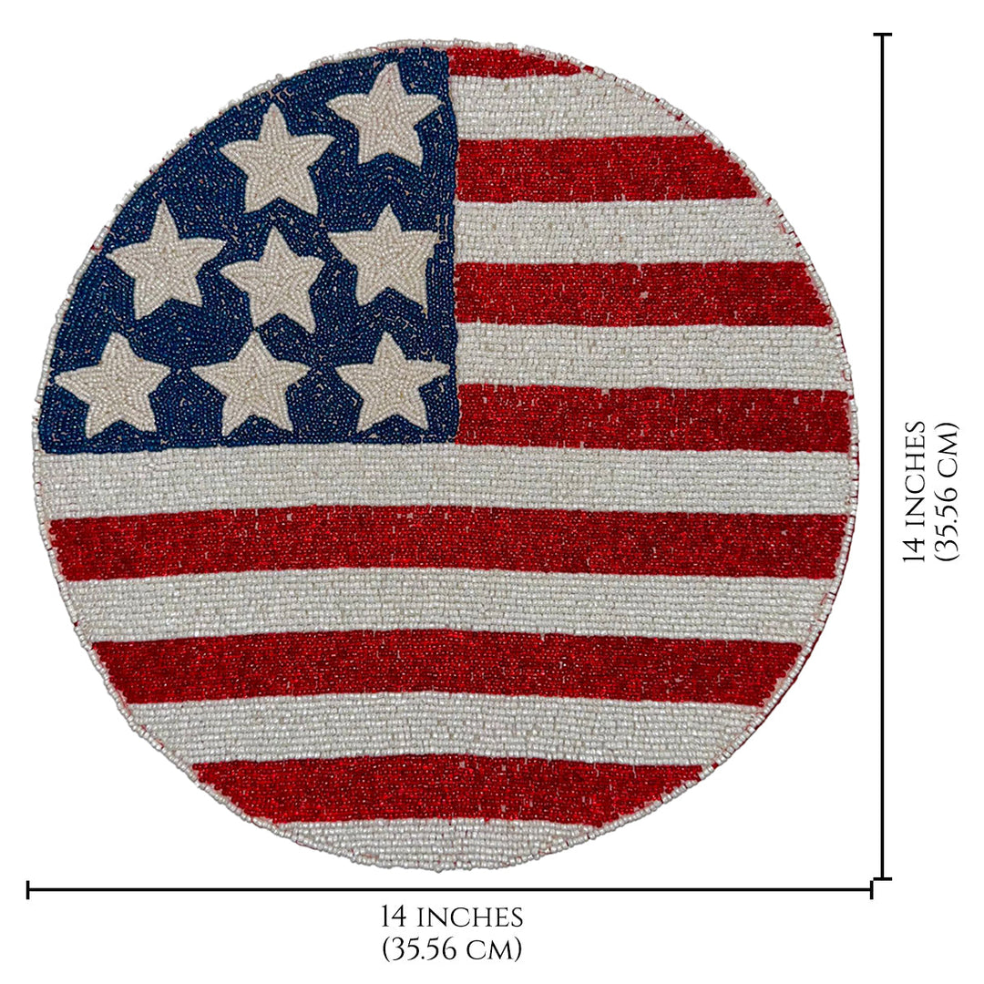 USA Flag Round Beaded Placemats by Decozen