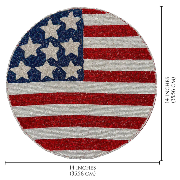 USA Flag Round Beaded Placemats by Decozen