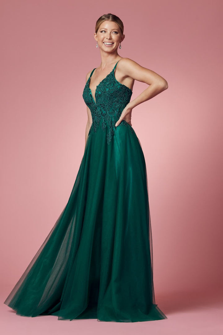 Embroidered Bodice Long Prom & Bridesmaid Dress NXR357