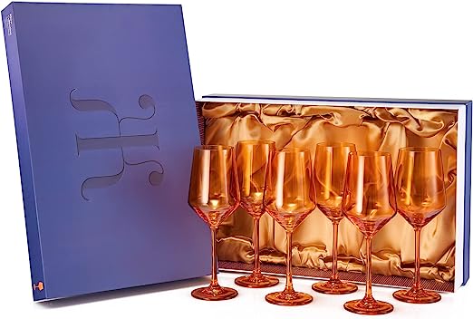 Purple Colored Wine Glass Set, Large 12 oz Glasses fashion Set of 6, Unique Italian Style Tall Stemmed for White & Red Wine (Lavender Purple)