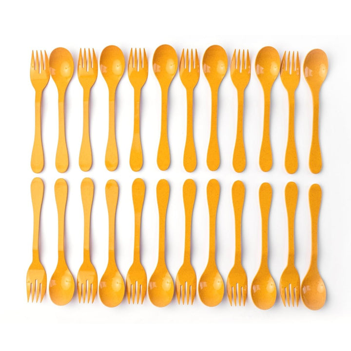 KNORK Eco 24 Pack Bamboo Flatware Set by KNORK