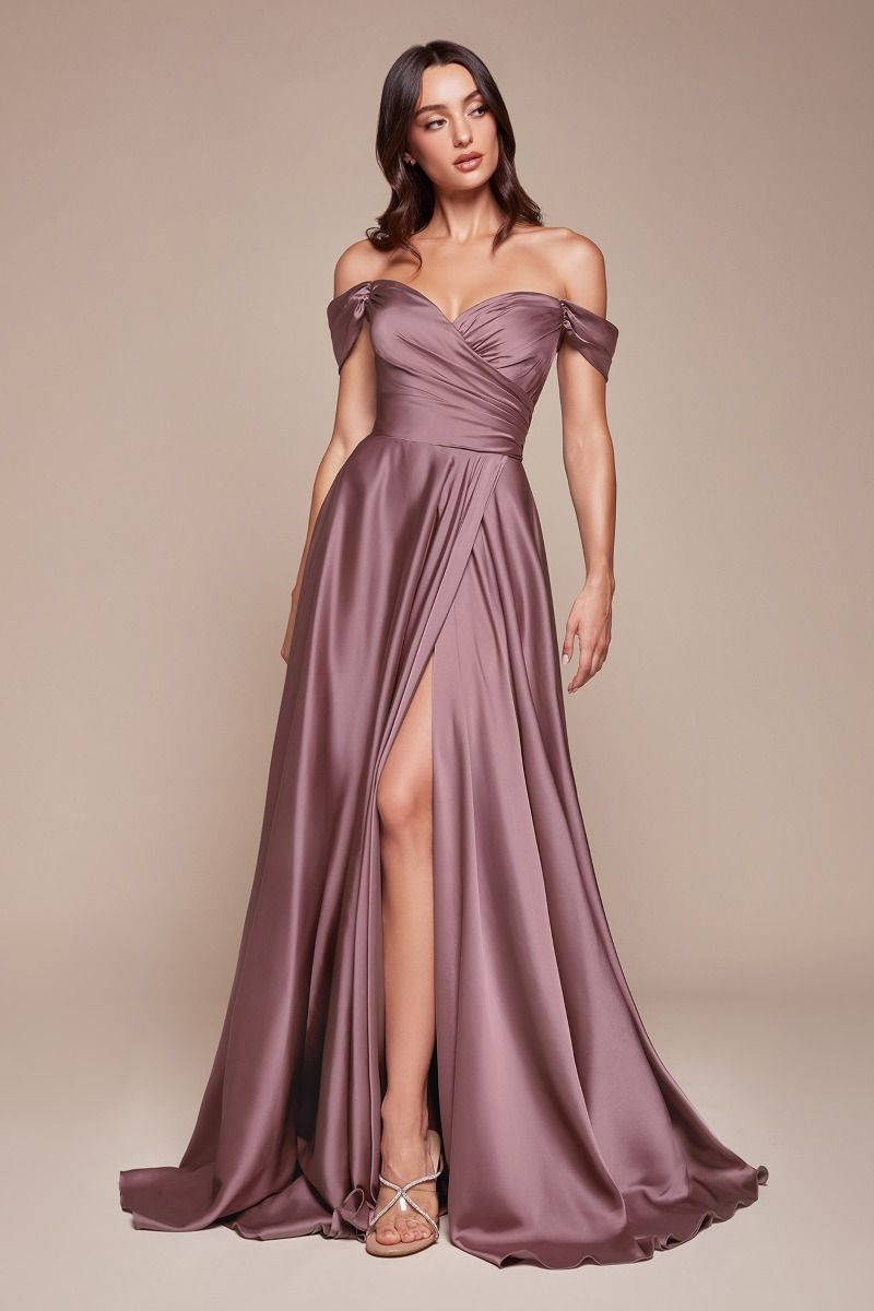 A-line Satin Wrapped Strapless Bodice Long Prom & Bridesmaid Dress CD7493