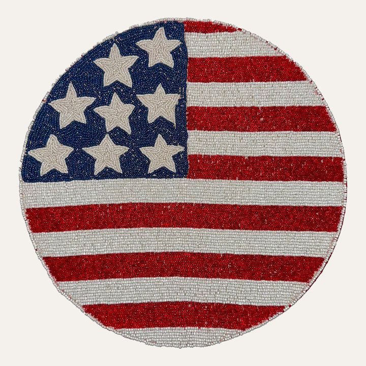 USA Flag Round Beaded Placemats by Decozen