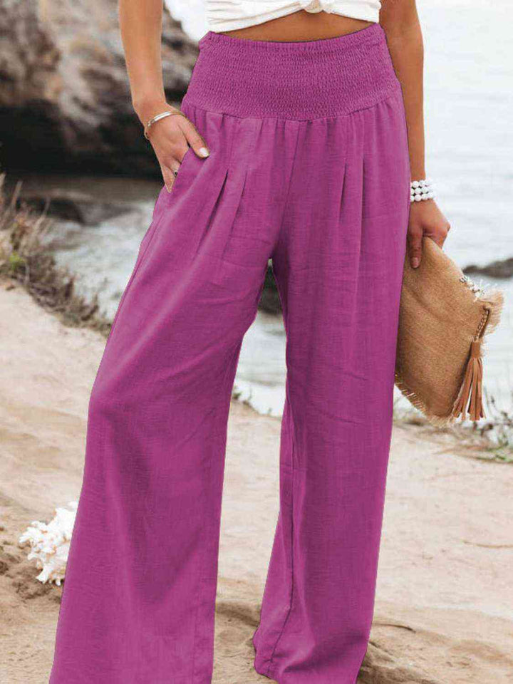 Full Size Smocked Waist Wide Leg Pants by VYSN