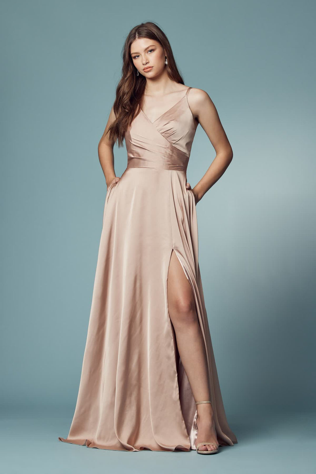 Double Breasted High Slit Long Bridesmaid & Prom Dress NXE1020