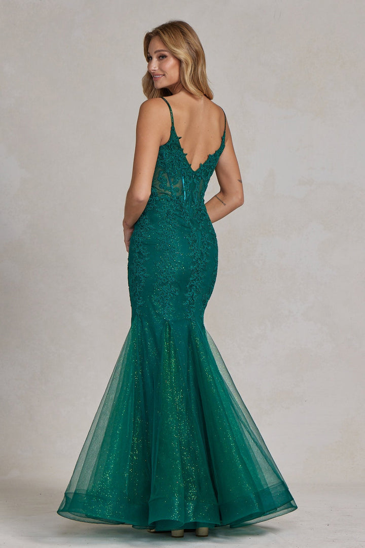 Embroidered Bodice Tulle Skirt Mermaid Long Prom Dress NXP1170