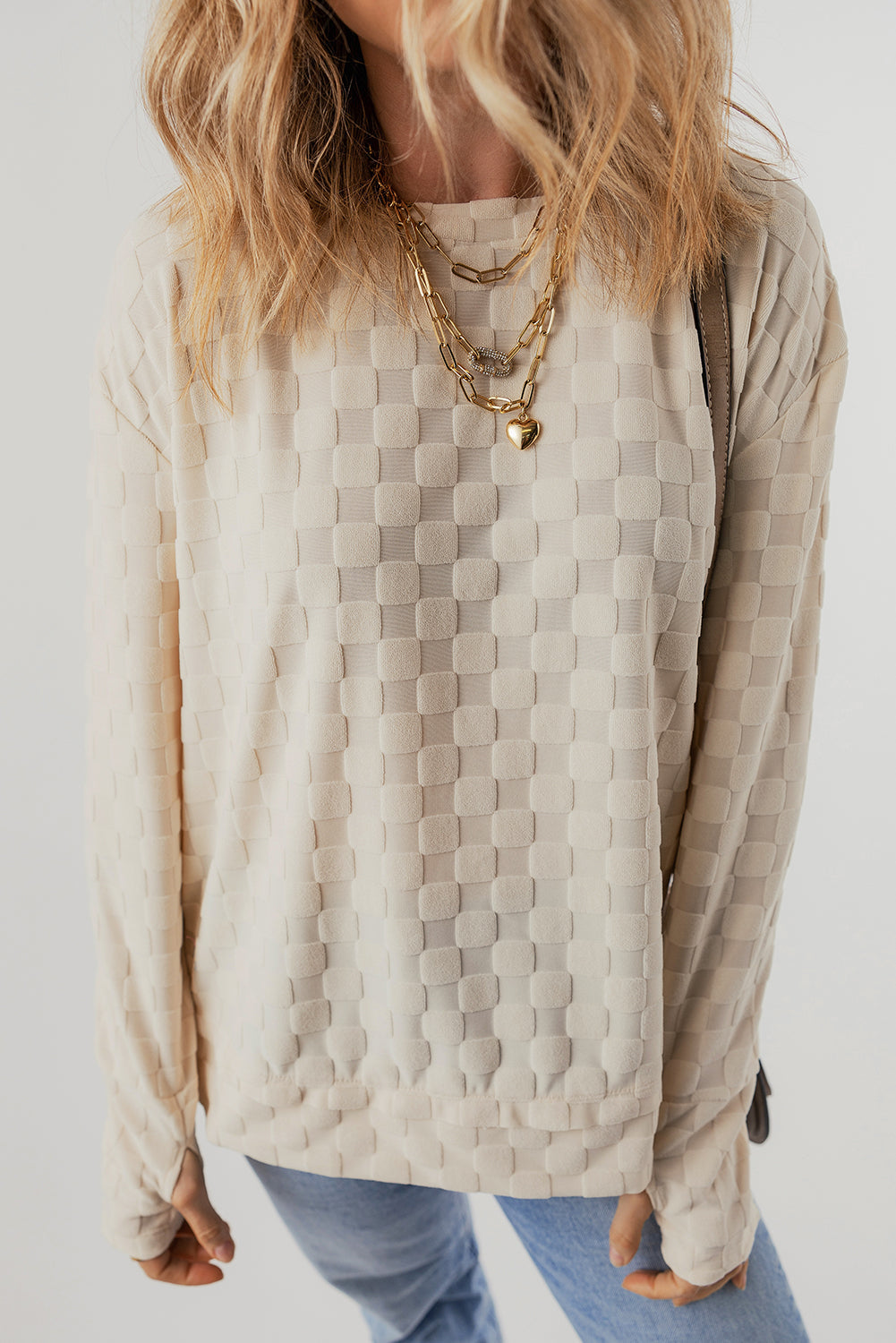 Textured Thumbhole Sleeve Top by Poppy Lee Lane