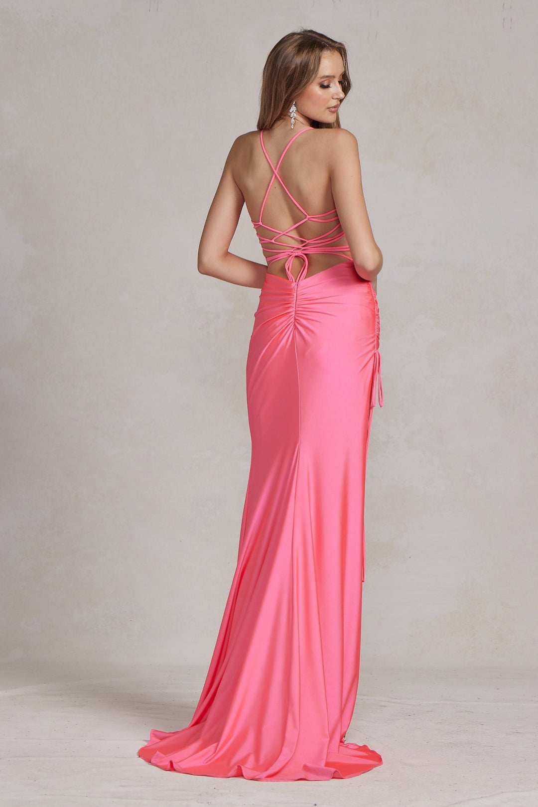 Deep Side Slit Sweetheart Open Criss Cross Back Long Evening Dress NXT1140