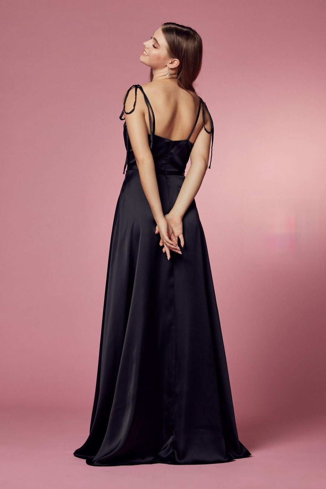 Double Breasted Spaghetti Straps High Slit Long Bridesmaid Dress NXR1029