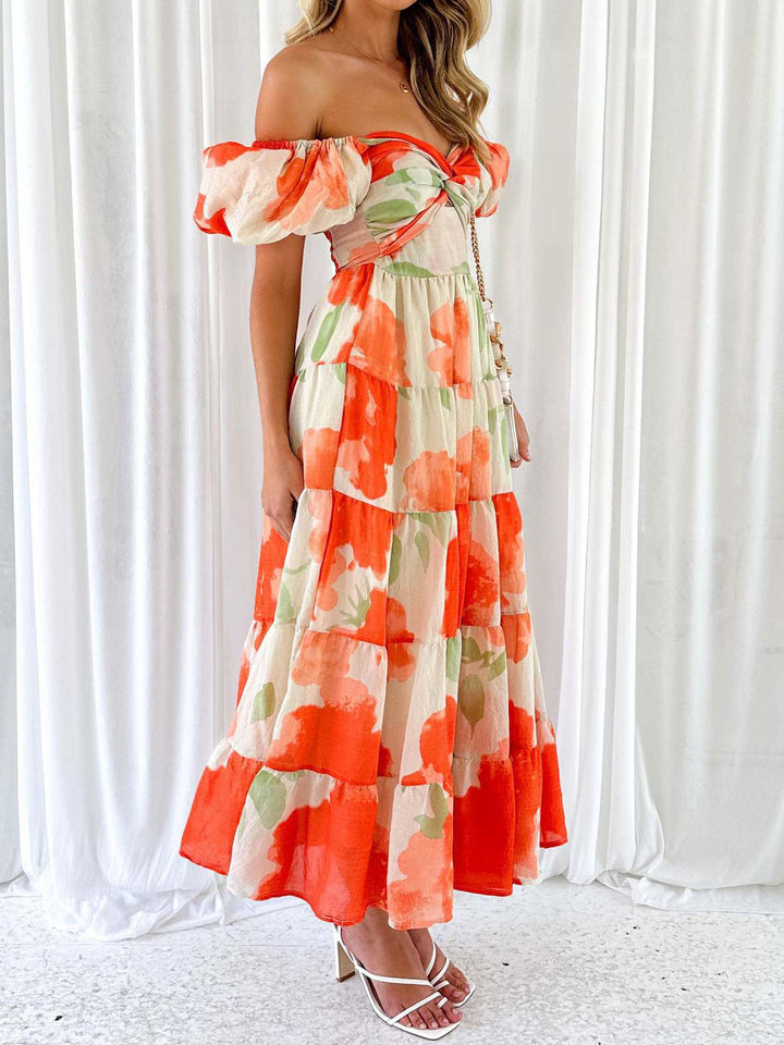 Floral Printed Puff Sleeve Dress