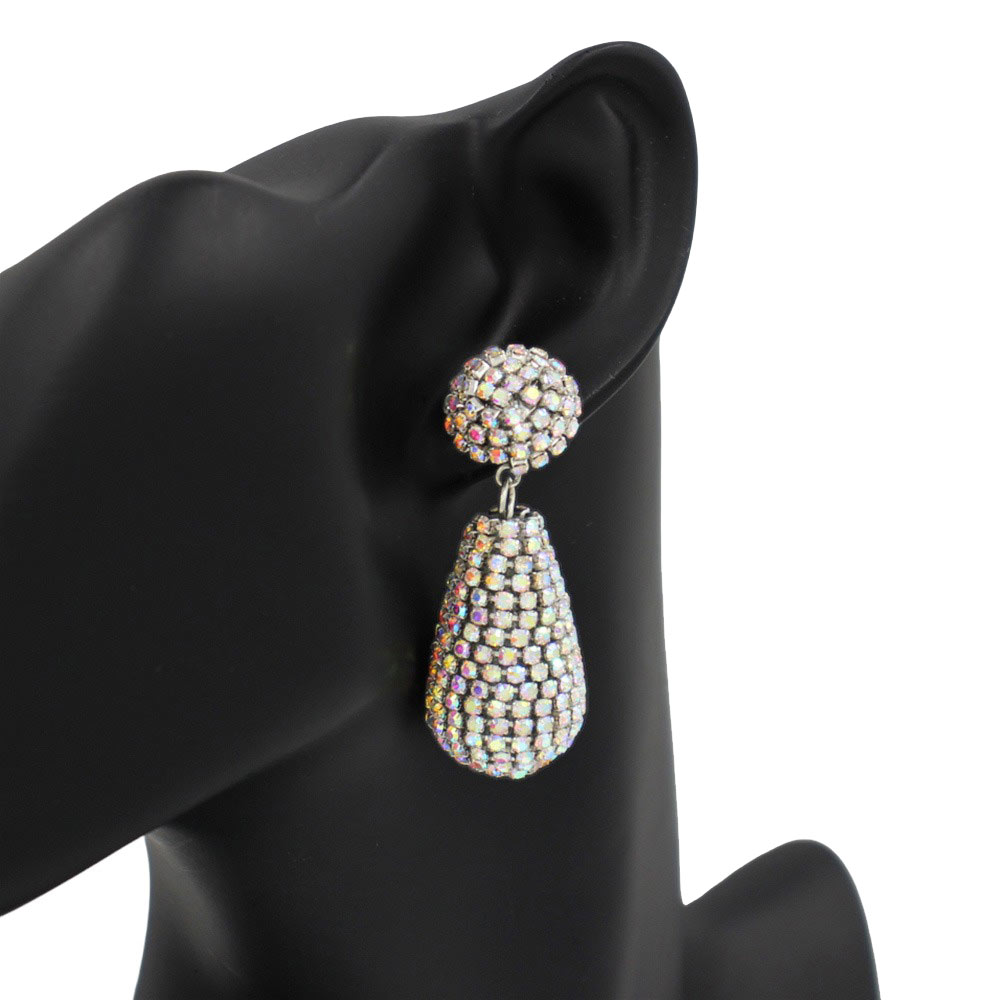 Rhinestone Teardrop Dangle Evening Earrings by Madeline Love