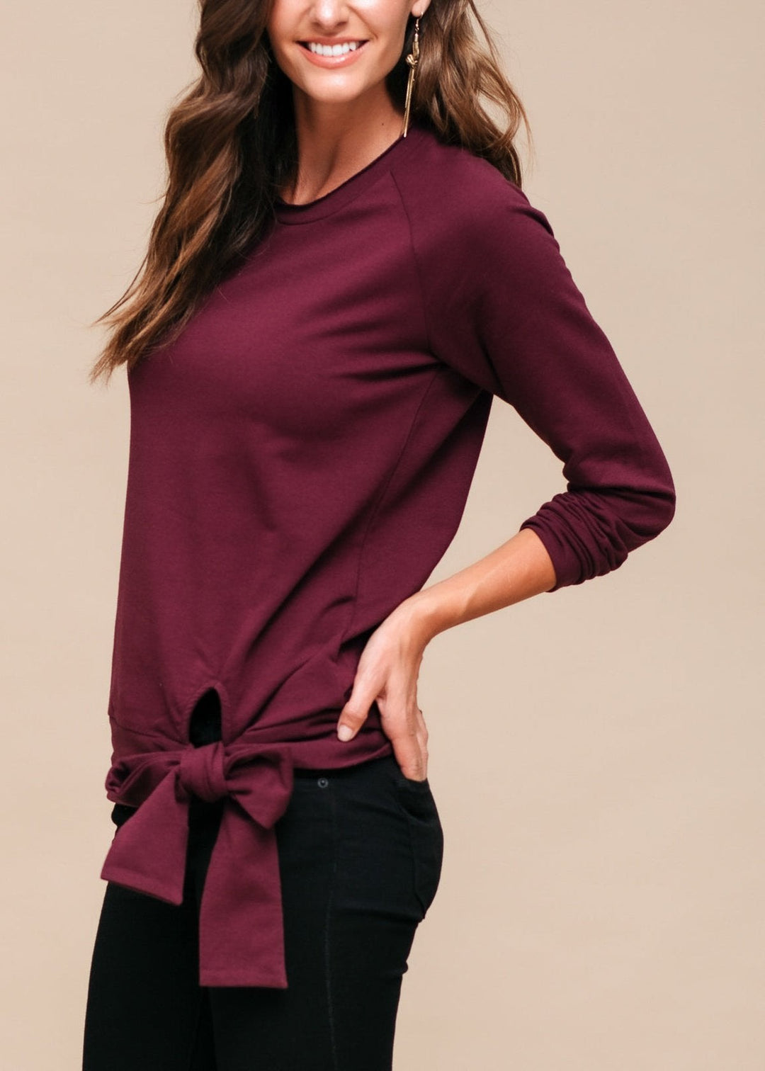 Women's Crew Neck Tie Knot Sweatshirt by Shop at Konus