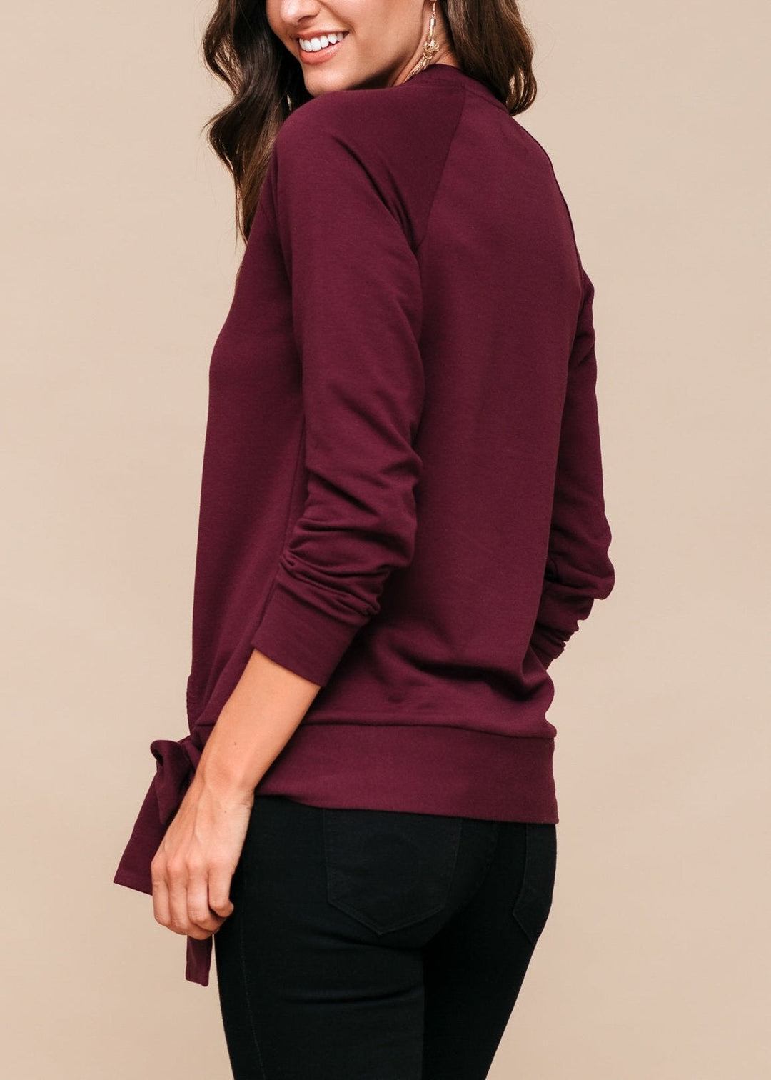 Women's Crew Neck Tie Knot Sweatshirt by Shop at Konus