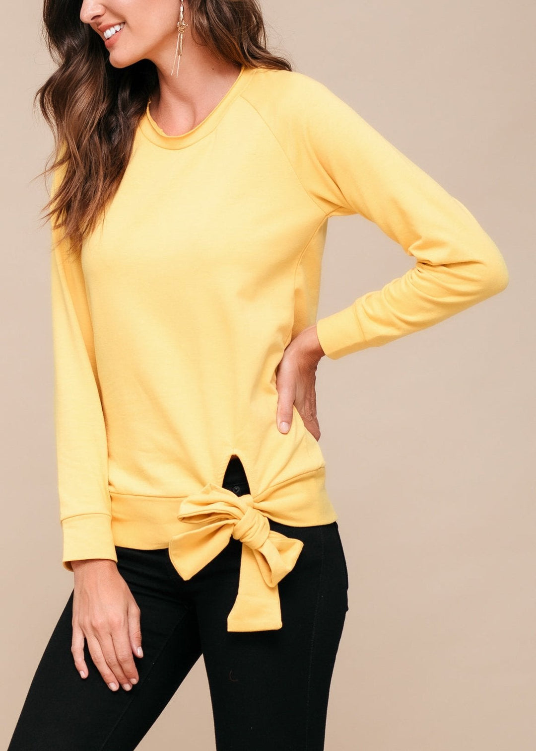 Women's Crew Neck Tie Knot Sweatshirt by Shop at Konus