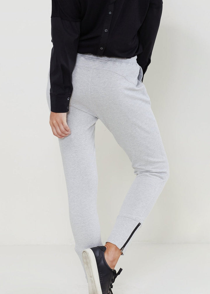 Women's Drawstring Waist Fitted Jogger Pants In Heather Grey by Shop at Konus