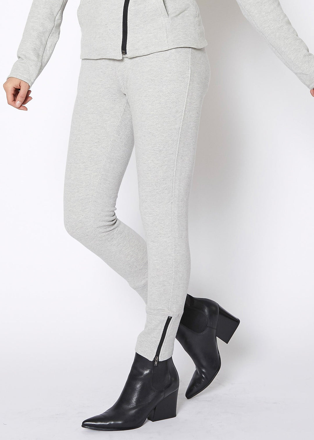 Women's Drawstring Waist Fitted Jogger Pants In Heather Grey by Shop at Konus